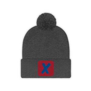 XSPLOOR Red Button | Blue "X" Knit Beanie - Embroidered Logo (Fits Kids & Adults)