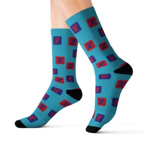 XSPLOOR Red & Blue "X" Icon Socks - Awesome Aqua